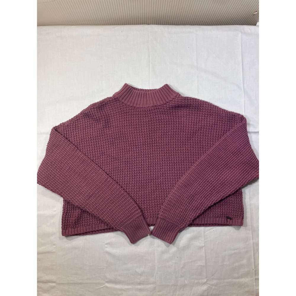 Hollister Women Mauve Waffle Knit Long Sleeve Sweater‎ Size S